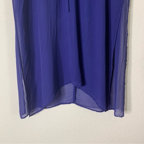 Eileen Fisher Womens Blue 100% silk sheer georgette SS dress S - Picture 3 of 8